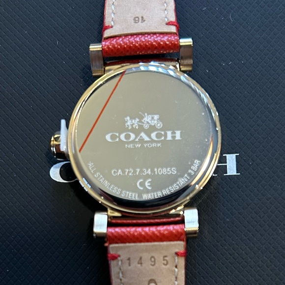 Coach Madison Watch With 32mm White Face & Orange Tone Leather Band - Picture 2 of 5